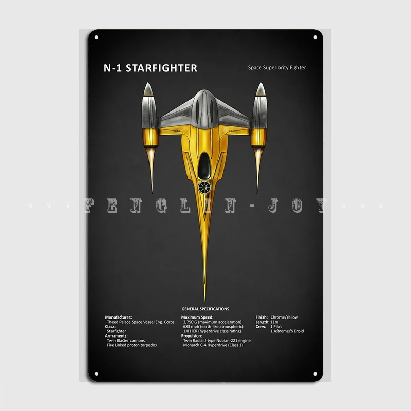 Home Cinema Wall Design - Letrero de Metal N1 Starfighter, cine,