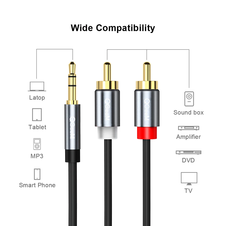 Cable RCA QGeeM 2RCA a 3.5mm,  - Home Cinema Player reseña y precio