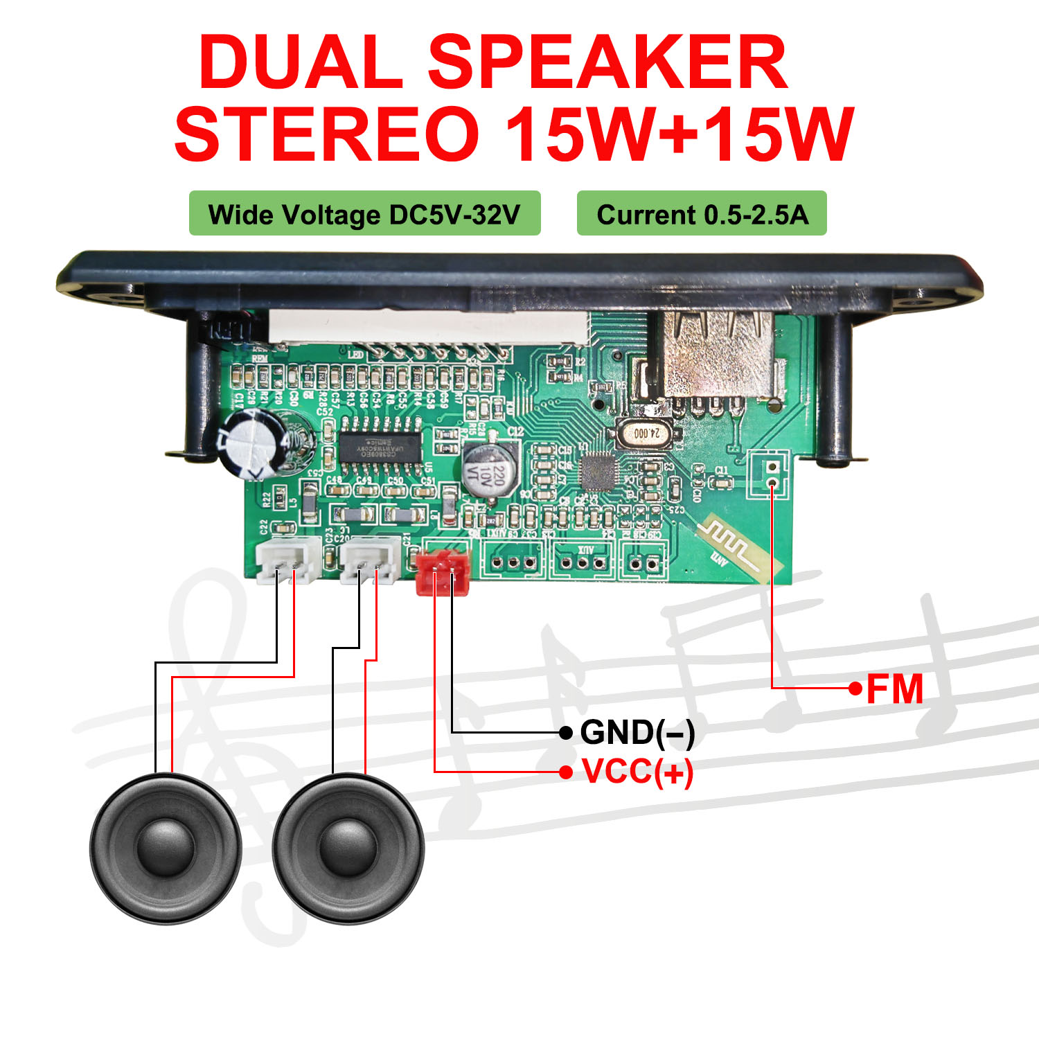 DC 5V-32V 30W Bluetooth5.0 pla - Surround Sound Decoder reseña y precio